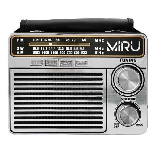 портативный радиоприёмник max mr 320 радио трехполосный радиоприемник bluetooth am fm sw usb Радиоприемник Miru SR-1020 серебристый