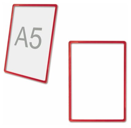 Рамка POS для рекламы и объявлений малого формата (210х148,5 мм), А5, красная, без защитного экрана, 290260 (цена за 1 ед. товара)