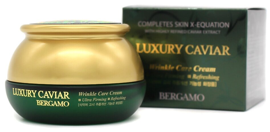 Bergamo / Крем омолаживающий для лица с экстрактом черной икры Luxury Caviar Wrinkle Care Cream, 50 гр / Корейская косметика