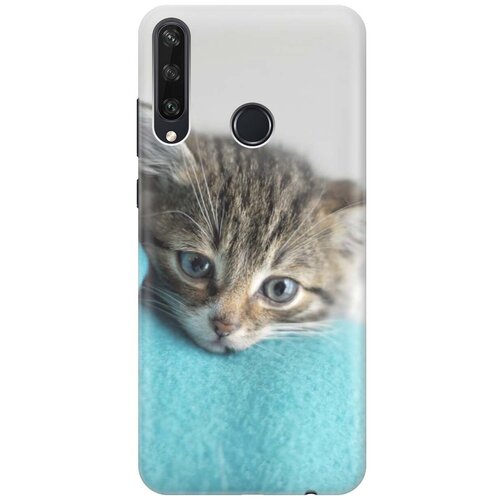 фото Ультратонкий силиконовый чехол-накладка для huawei y6p с принтом "котенок на пледе" gosso