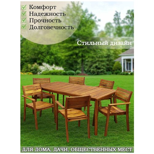 Мебель садовая Green Days, Оригинальный, дерево, стол, 180х90х80 см, 6 стульев, DS-DT07 мебель садовая green days комфорт дерево стол 100х72 см 4 стула 160 кг