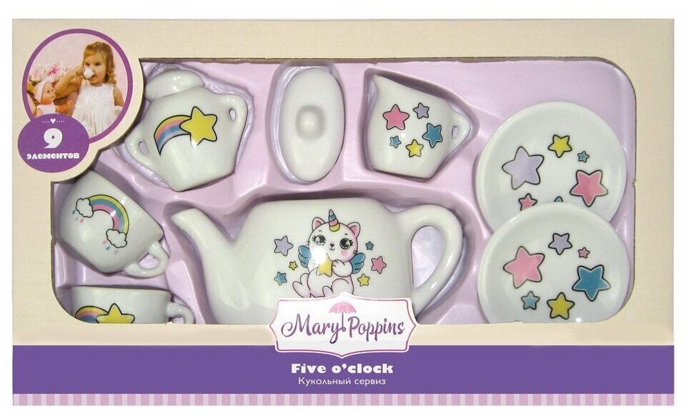 Набор фарфоровой посуды для куклы, чайный набор Mary Poppins Кэттикорн
