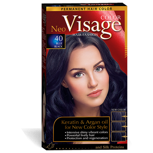 COLOR Visage Стойкая крем-краска для волос, 40 Иссиня-чёрный / Blue Black color visage стойкая крем краска для волос 26 натурально коричневый natural brown 50 мл