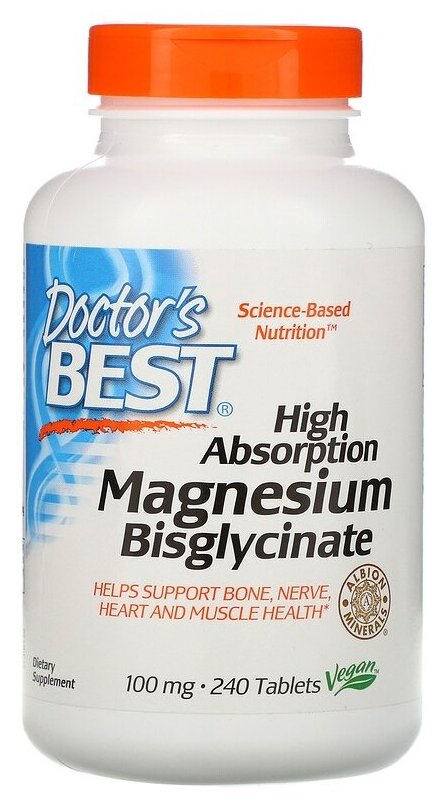 Таблетки Doctor's Best High Absorption Magnesium Bisglycinate 100 мг