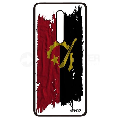 фото Защитный чехол на смартфон // xiaomi mi 9t pro // "флаг анголы на ткани" страна патриот, utaupia, белый