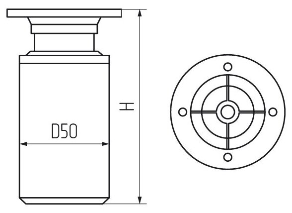 Опора 19527.100C, d-50мм, h-100-120мм, хром (4шт) - фотография № 3