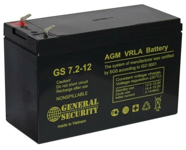 Аккумуляторная батарея General Security GS 7.2-12 (12V / 7.2Ah)