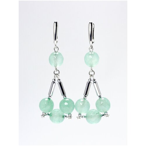 Серьги женские SAUTOIR из мятного агата, сережки длинные вечерние