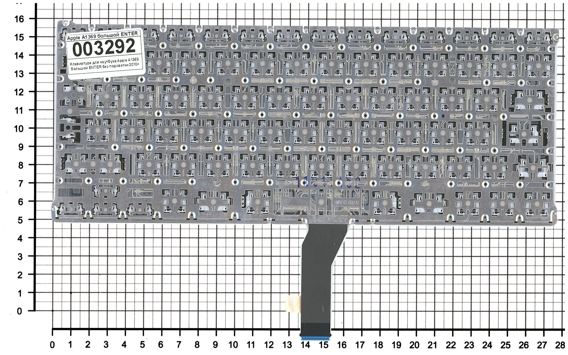Клавиатура для ноутбука Apple Macbook Air Mc966 2010 большой ENTER без подсветки Русская Чёрная