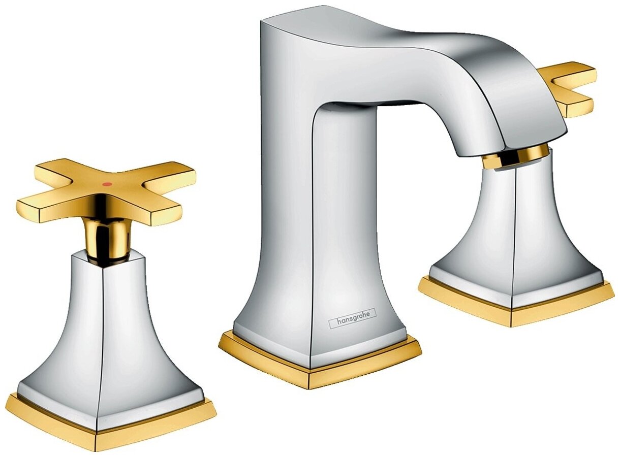Смеситель Hansgrohe Metropol Classic 31306090 для умывальника 110, на 3 отверстия, хром/золото