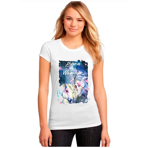 фото "женская белая футболка кони, звезды, морды". размер xxl drabs