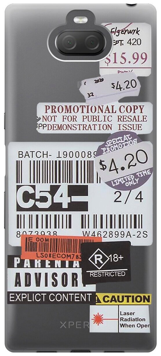 Силиконовый чехол Tag Stickers на Sony Xperia 10 Plus / XA3 Ultra / Сони Иксперия 10 Плюс