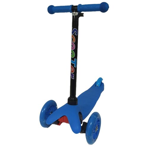 фото Детский трехколесный самокат со светящимися колесами scooter 100 - синий