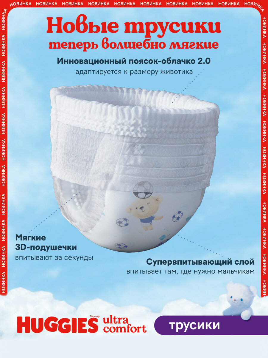 Подгузники трусики Huggies для мальчиков 15-25кг, 6 размер, 88шт — фото 1