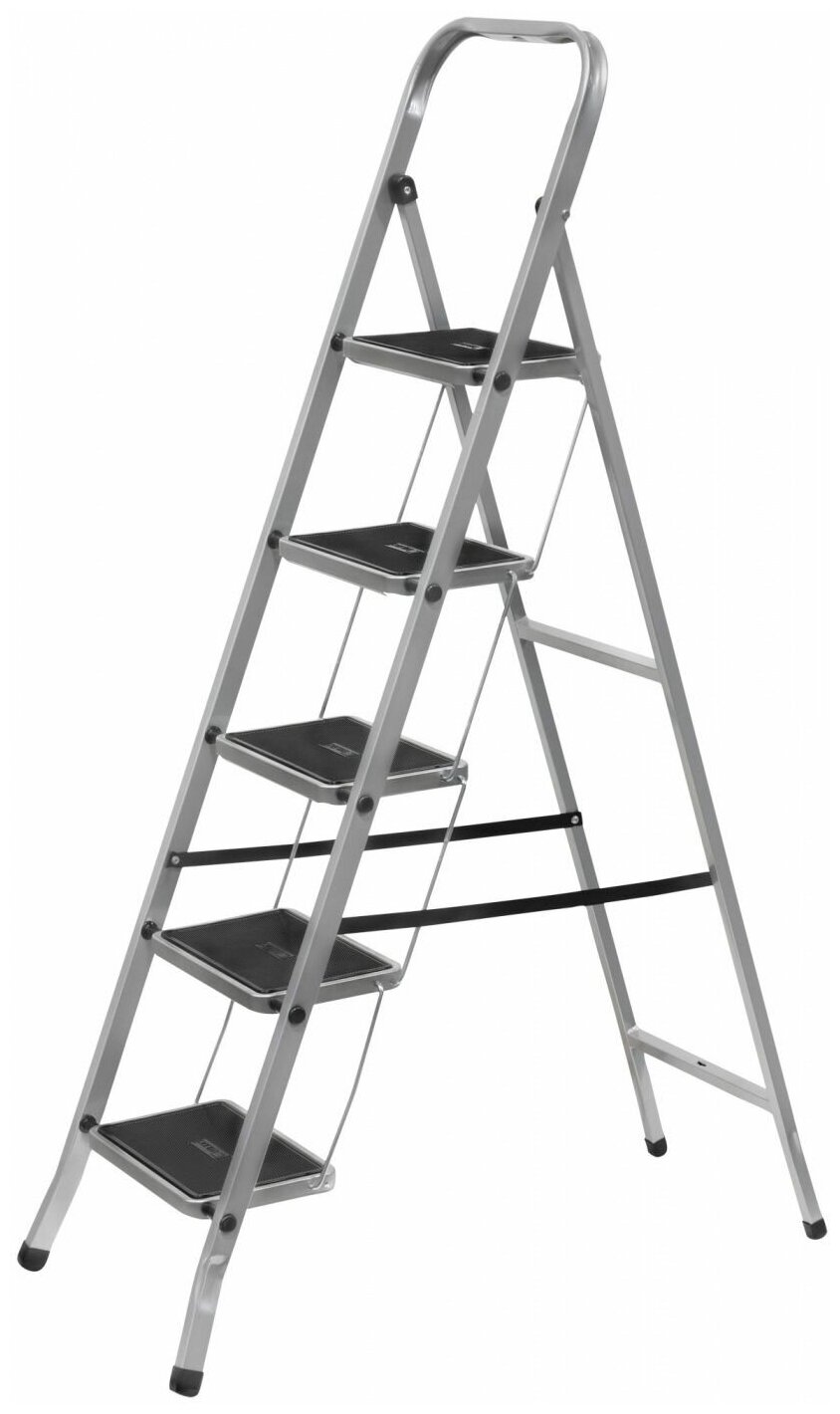 Лестница-стремянка стальная, 5 широких ступеней, Н=164 см, вес 8,2 кг 65384