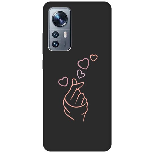 Матовый Soft Touch силиконовый чехол на Xiaomi 12, 12X, Сяоми 12, 12Х с 3D принтом K-Heart черный матовый soft touch силиконовый чехол на xiaomi 12 12x сяоми 12 12х с 3d принтом fox queen черный