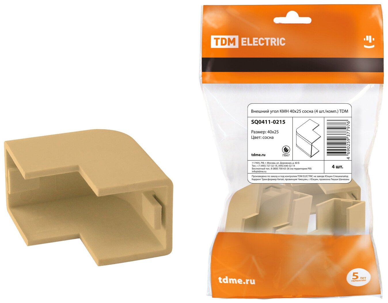 Внешний угол КМН 40х25 сосна TDM SQ0411-0215