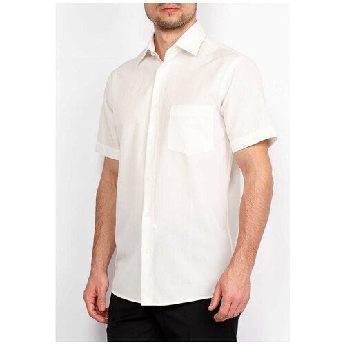 фото Рубашка мужская короткий рукав greg 511/309/40/z, полуприталенный силуэт / regular fit, цвет бежевый, рост 174-184, размер ворота 37