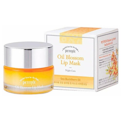 Маска для губ PETITFEE витамин Е/облепиха Oil Blossom Lip Mask (Sea Buckthorn oil), 15 гр