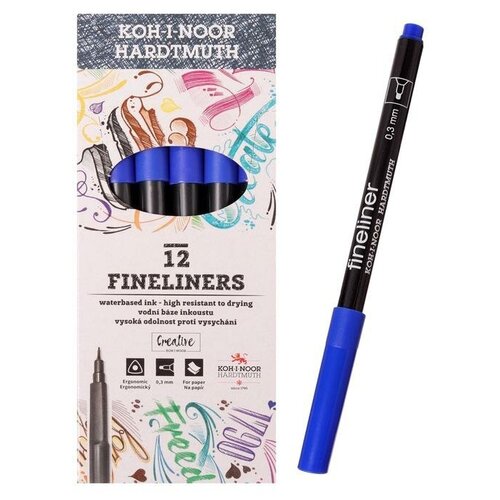 Ручка капиллярная 03 мм Koh-I-Noor FINELINER 7021 синий12 шт 1240₽