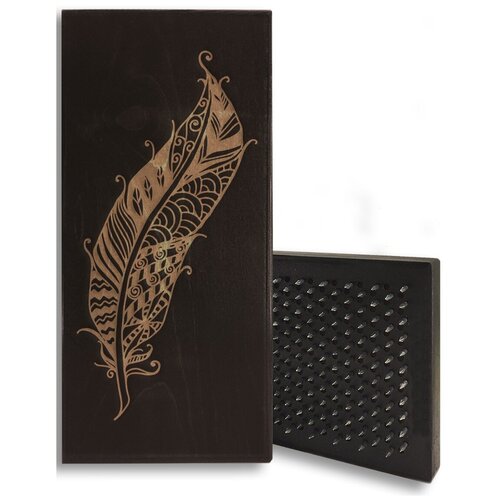 фото Доска садху черная перо - 5, размер 31x14, шаг гвоздей 10 мм чакра