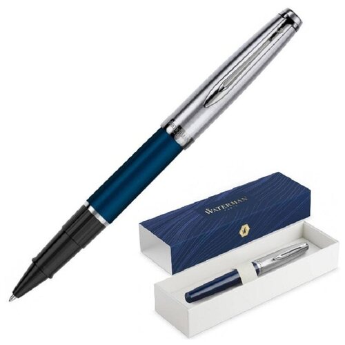 Ручка роллер Waterman Embleme (2100402) Blue CT F черные чернила подар. кор.