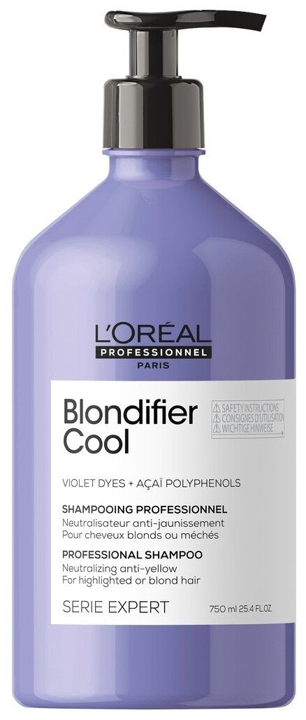 Шампунь Serie Expert Blondifier Cool для нейтрализации желтизны холодных оттенков блонд, 750 мл