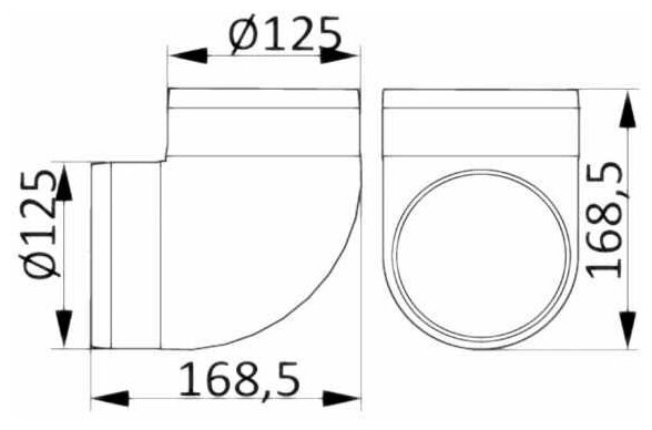 Колено для круглых каналов Era 12,5ККП, 90°, D125 мм, белый