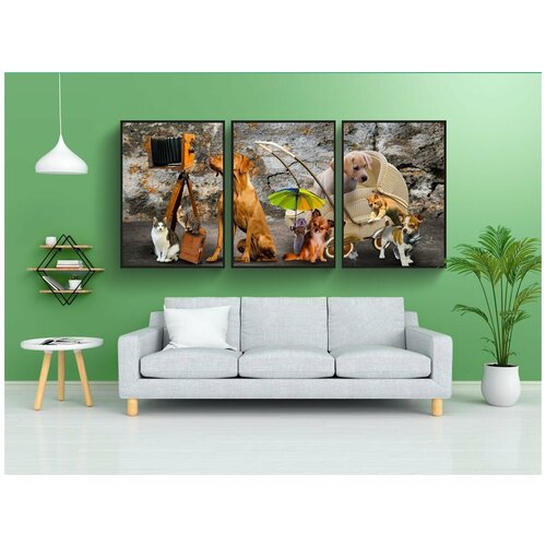 фото Набор модулных постеров для интерьера "собака, животное, милый" 60x90 см. в тубусе, без рамки lotsprints