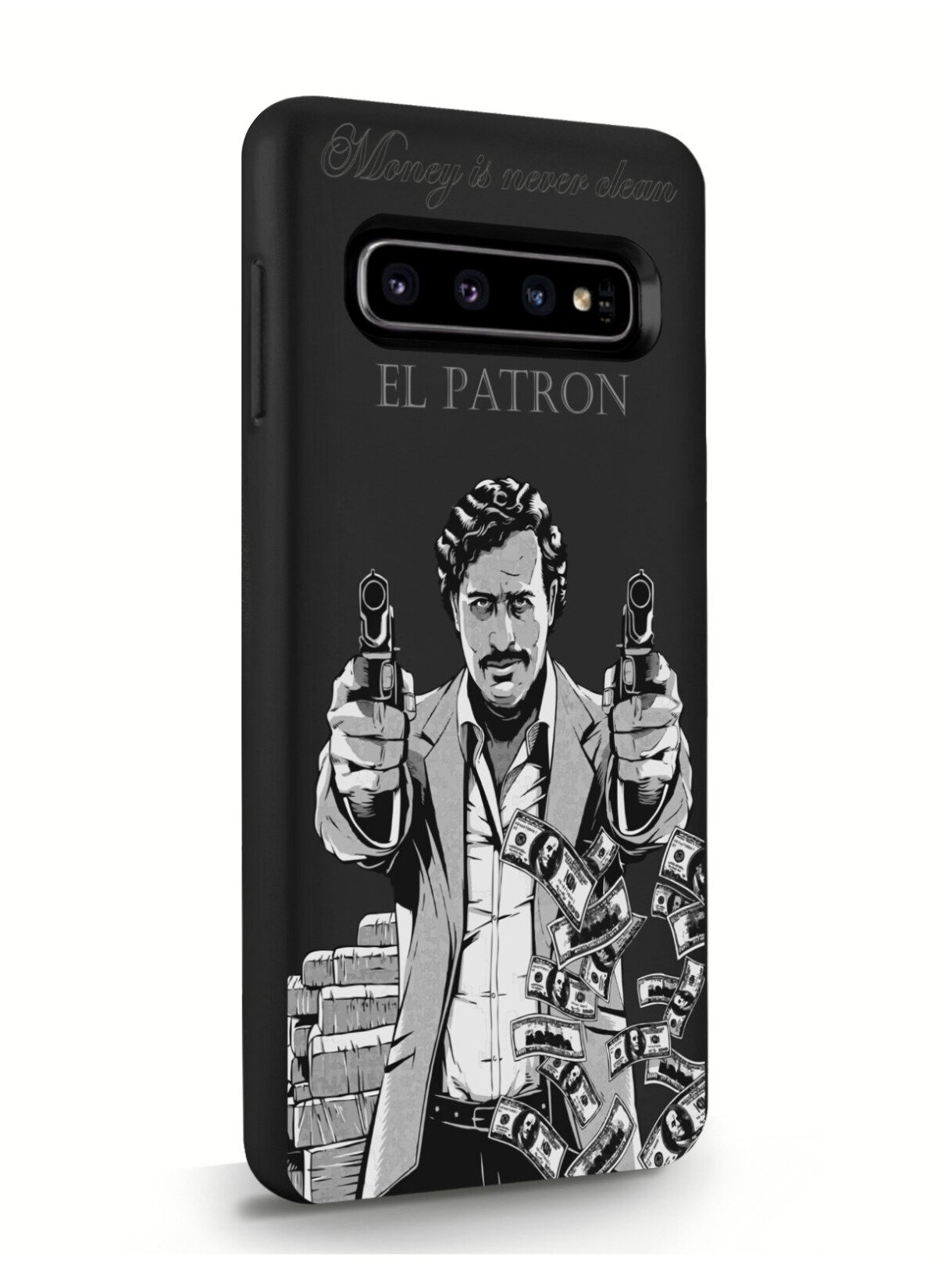 Черный силиконовый чехол MustHaveCase для Samsung Galaxy S10 El Patron Pablo Escobar Пабло Эскобар для Самсунг Галакси С10 Противоударный