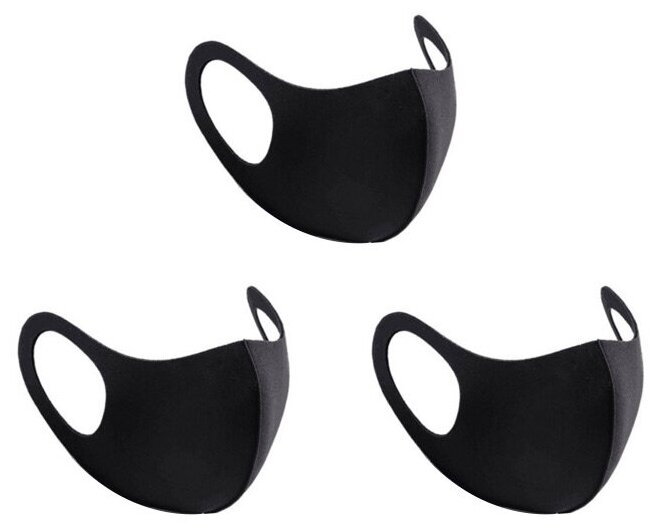 Маски Fashion Mask (неопрен многоразовые черные) 3 шт. в комплекте