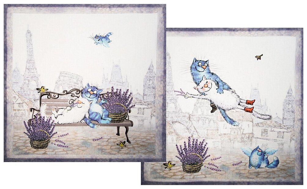 Набор салфеток синие коты. париж ,40х40см, твил Santalino (850-717-8)