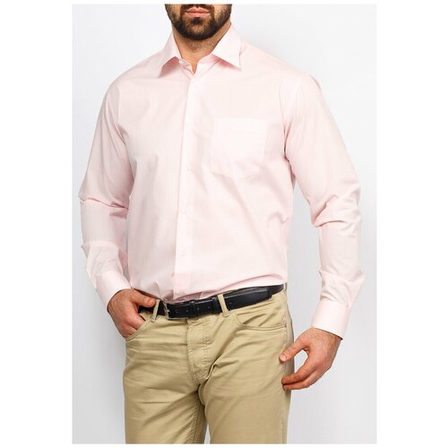 фото Рубашка мужская длинный рукав casino cbe600/318/139, прямой силуэт / сlassic fit, цвет розовый, рост 174-184, размер ворота 40