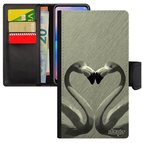 фото Дизайнерский чехол книжка на смартфон // iphone x // "фламинго" самка самец, utaupia, серый