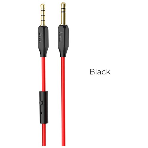 Кабель Hoco UPA12 miniJack 3.5 - miniJack 3.5 с микрофоном, 1 м, 1 шт., черный audio cable аудиокабель hoco upa12 aux с микрофоном красный