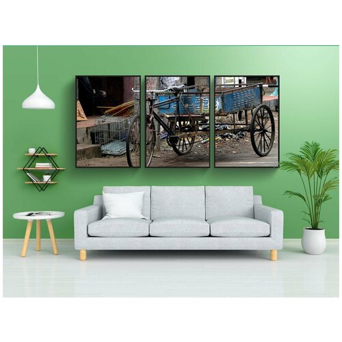 фото Модульный постер "велосипед, транспортные средства, трехколесный велосипед" 180x90 см. из 3х частей в тубусе, без рамки lotsprints