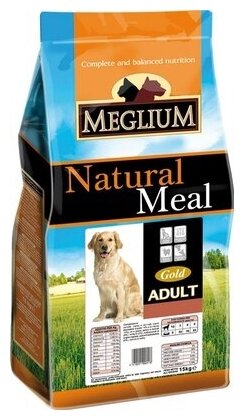Meglium корм для взрослых собак средних пород, говядина 15 кг