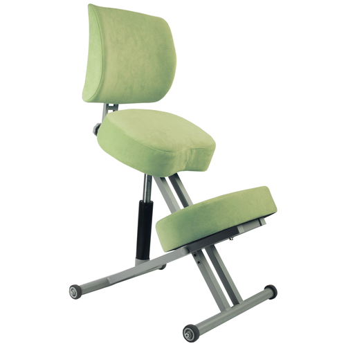 фото Эргономичный коленный стул "олимп" ск-2-2 газлифт (толстые сидения) оливковая ветвь на серой раме