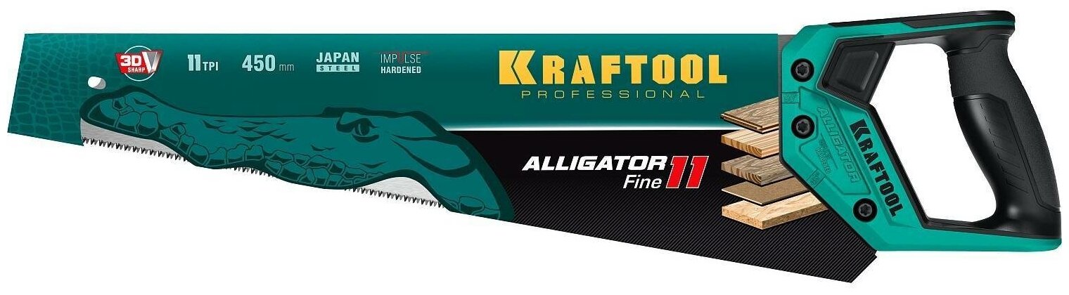 Ножовка для точного реза "Alligator Fine 11", 450 мм, 11 TPI 3D зуб, Kraftool 15203-45 . - фотография № 4