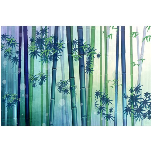 Фотообои Уютная стена Бамбук в синеве 410х270 см Бесшовные Премиум (единым полотном)