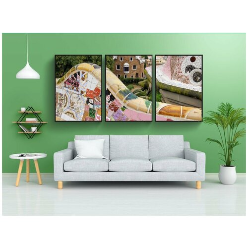 фото Набор модулных постеров для интерьера "барселона, гауди, сад гауди" 60x90 см. в тубусе, без рамки lotsprints