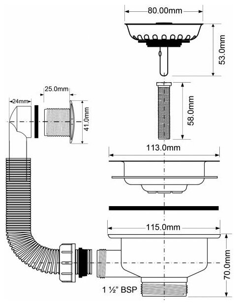 Слив-перелив для раковины McAlpine 40 мм (OF2-113S) - фотография № 2