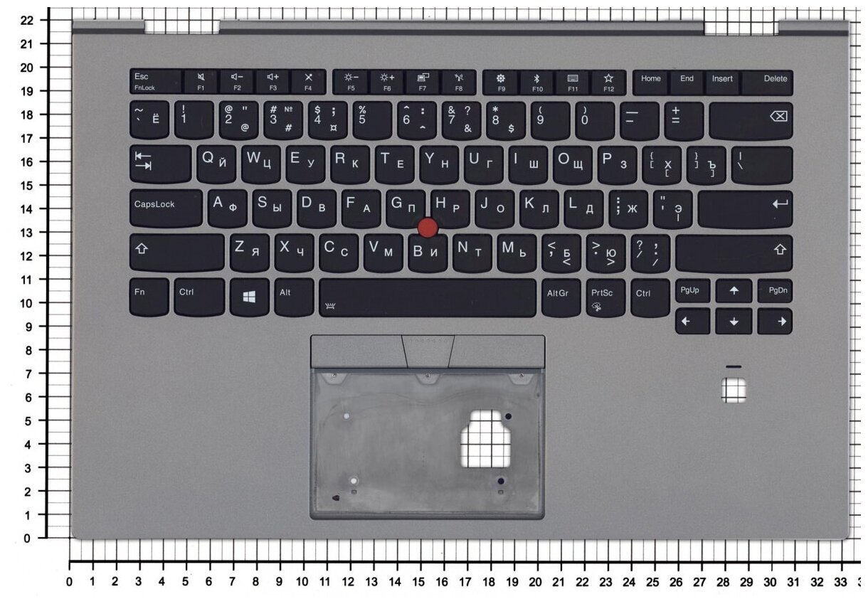 Клавиатура для ноутбука Lenovo 01YN926 черная с серебристым топкейсом SLV