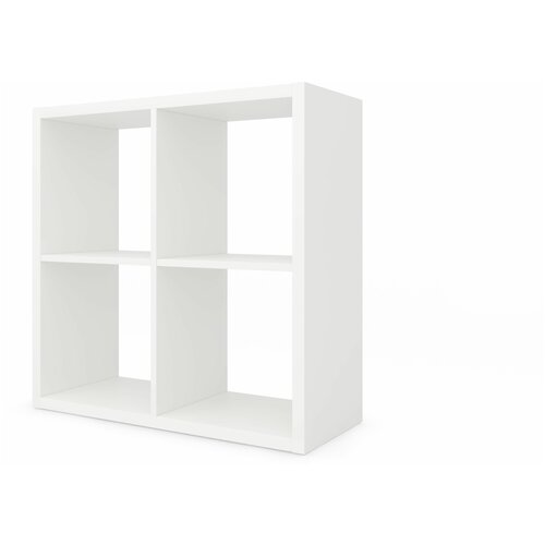 Белый стеллаж DUO (дизайн Икеа) деревянный модульный Этажерка напольная для хранения вещей в доме и офисе, 4 секции, 77*32*77,4 см