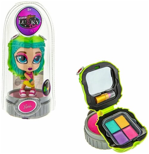 Нина, Lukky (игровой набор с куклой, неон, 12 см, с 2 аппликаторами и косметикой внутри, Т21421, серия Instaglam Doll)