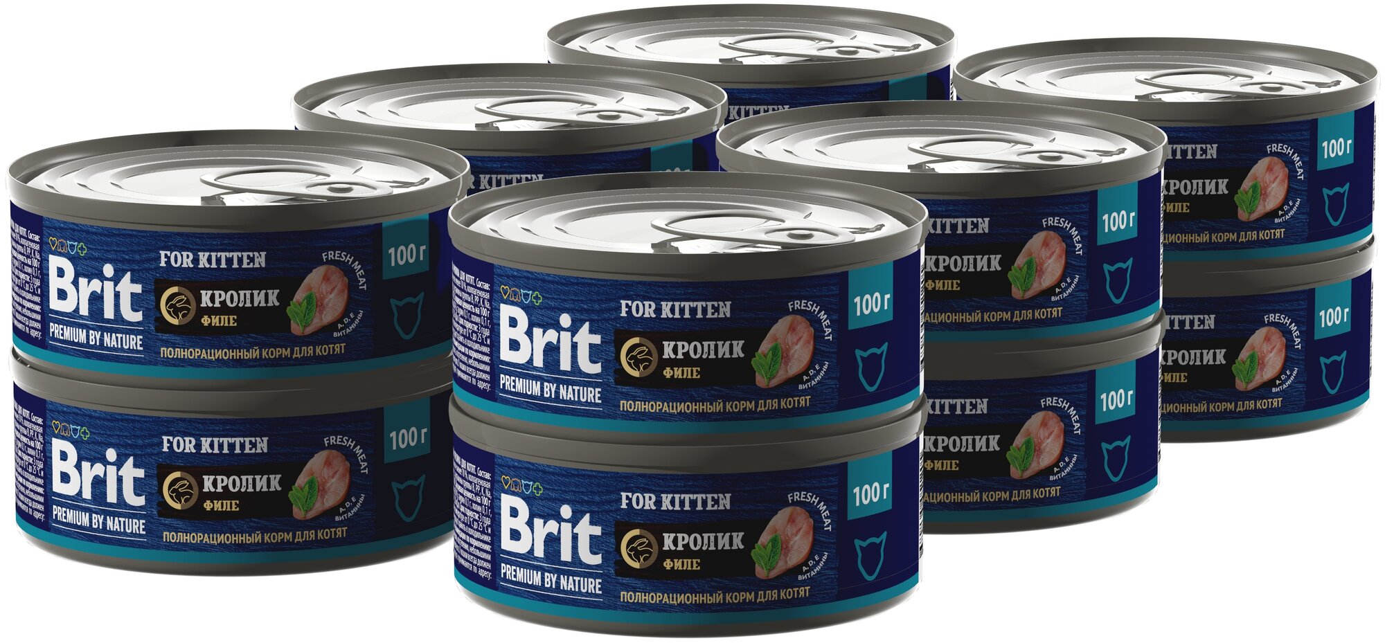 Консервы Brit Premium by Nature с мясом кролика для котят, 100гХ12шт - фотография № 1