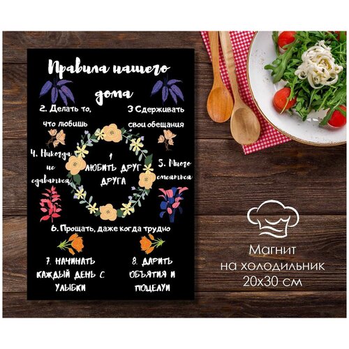 Магнит на холодильник Правила дома 20х30 см / Сувенирный магнит