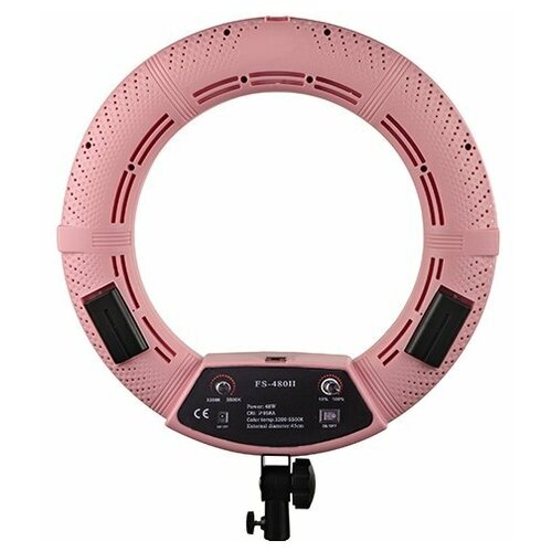 OKIRO / Кольцевая светодиодная лампа LED RING FS 480 - розовый со штативом, сумкой и пультом, крепление для камеры