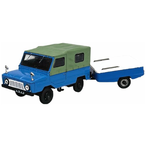 Коллекционная модель, Машинка детская, ЛуАЗ-969М, с прицепом скиф-М, 1:43, игрушки для мальчиков