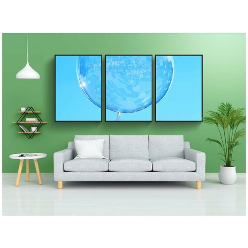 фото Набор модулных постеров для интерьера "воздушный шар, газовый баллон, fly" 60x90 см. в тубусе, без рамки lotsprints